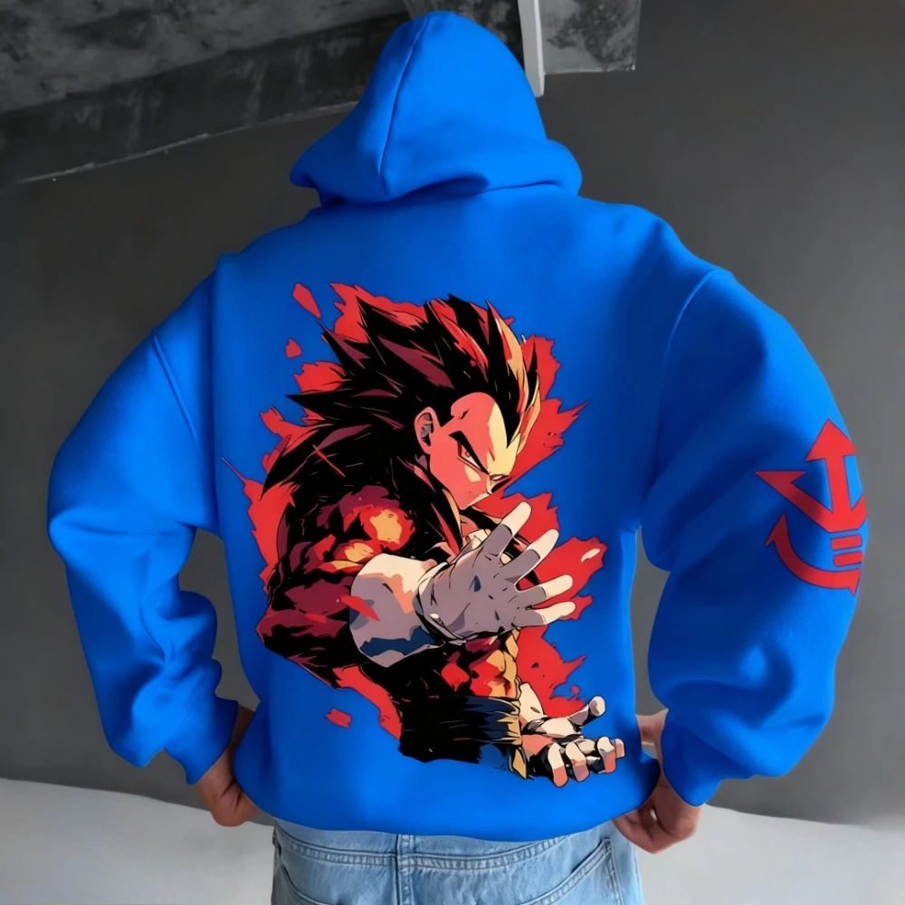 

2026 Dragon Ball Vegeta Super Saiyan 4 Men's Hooded Sports Shirt Anime Style Large Casual Autumn/Winter Cotton Printed Top