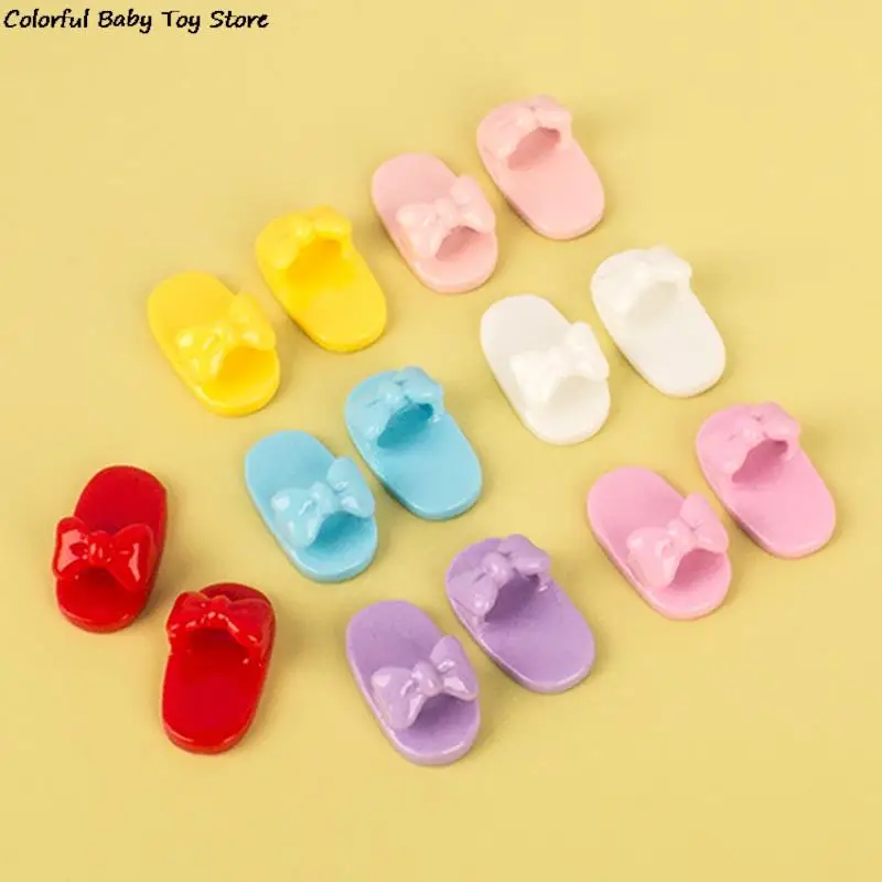 10Pcs Dollhouse Miniature Accessories Simulation Bow Slippers Model Toys For Doll House Decoration