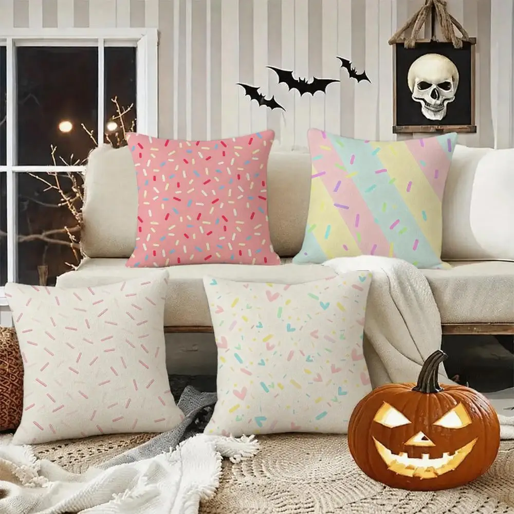 ins Colorful Stripes Cushion Cover Halloween decoration trick or treat cushion cover, ghost, pumpkin head, bat decoration