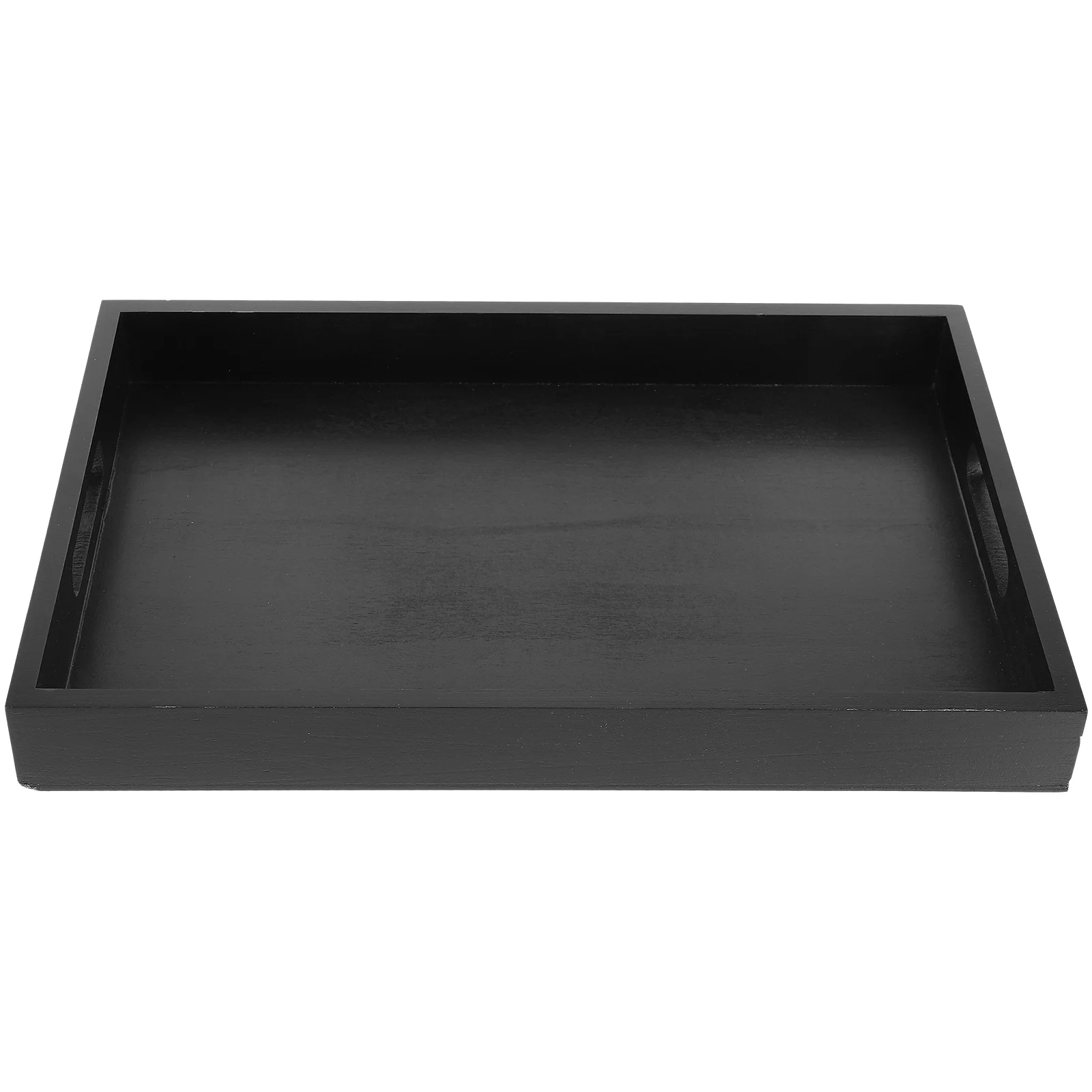 Black Rectangular Wooden Tray 36x24x4cm Elegant Home Decor Serving Platter for Fruit Bread Snacks Tea Coffee Table Ware