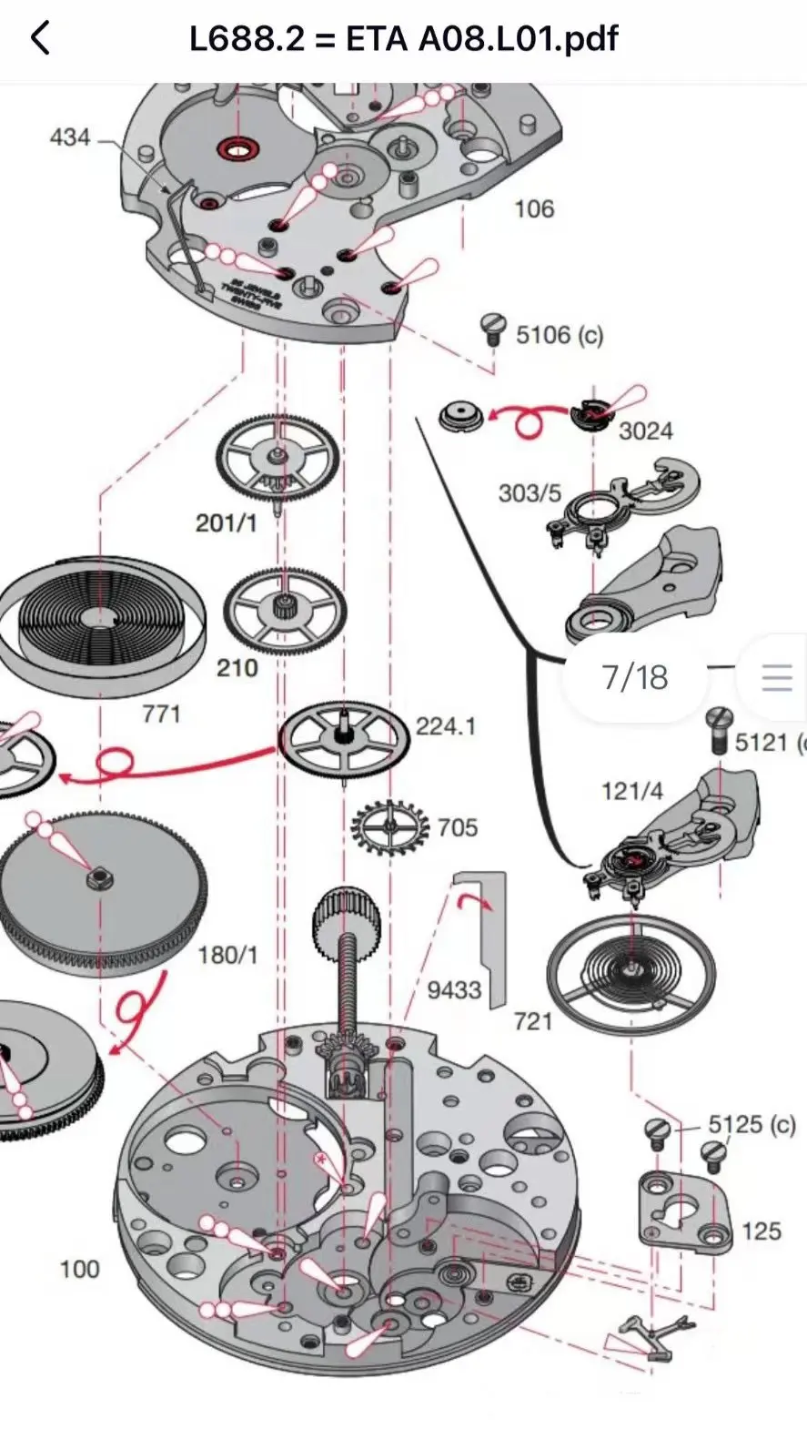 1PCS USB Stick Watch Movement Repair Study Materials Exploded View PDF for Watchmaker