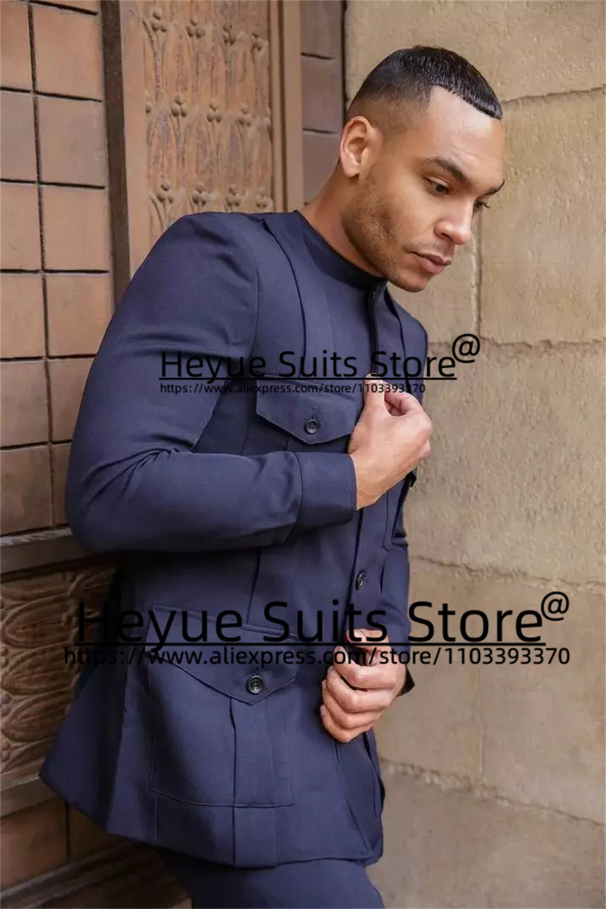 

Classic Navy Blue Casual Men Suits Tailor Made Slim Fit Groom Prom Tuxedos 2 Pieces Sets Business Male Blazers Costume Homme