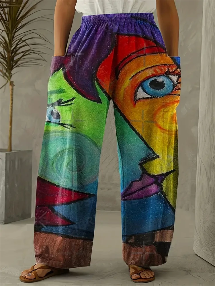 Women's New Fall And Winter Pants Exquisite Three-dimensional Abstract Human Face Printing Pants Casual Versatile Street Pants