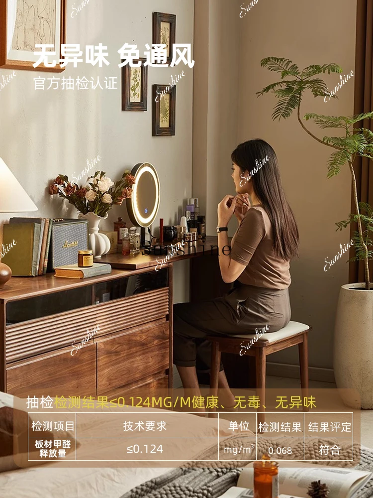 

North American black walnut vanity table bedroom dresser chest integrated FT