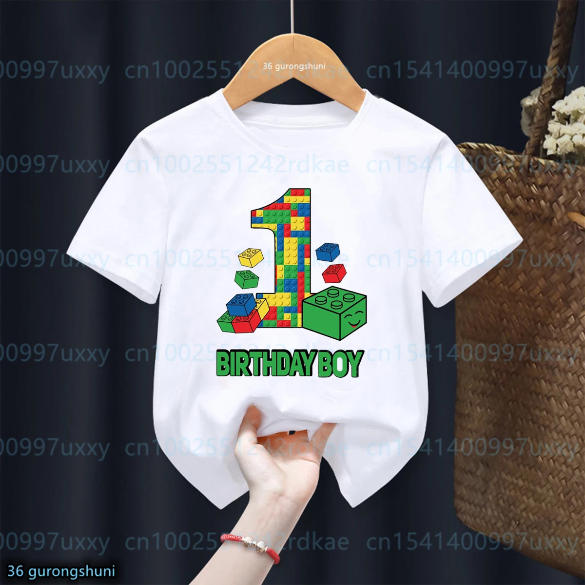 Bouwstenen 1-10 Verjaardag Jongens T-Shirt Grappig Blok Grafische Print Peuter T-Shirt Geschenken Kinderen Verjaardagsfeestje Kleding T-Shirt