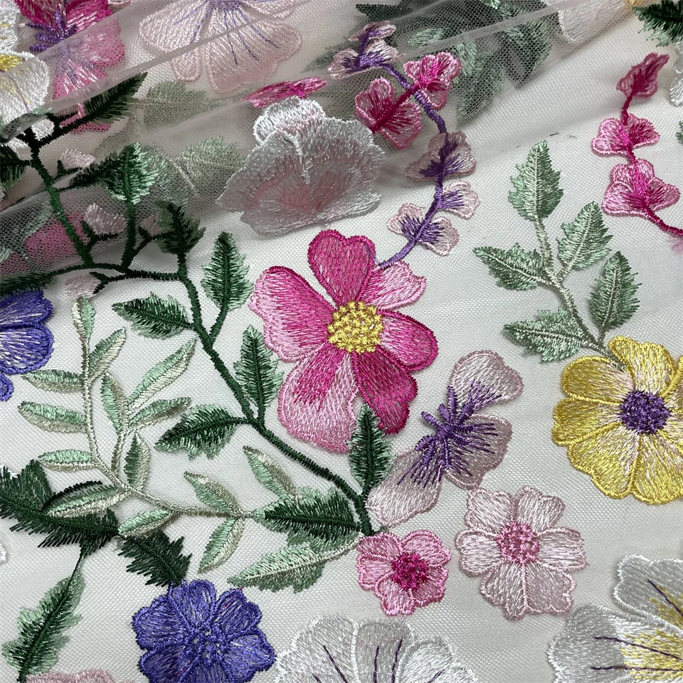 1yards 130*91cm 3D Lace Fabric with Flower for Sewing Party Dresses, African Tulle Embroidery, High Quality, Luxury  w049