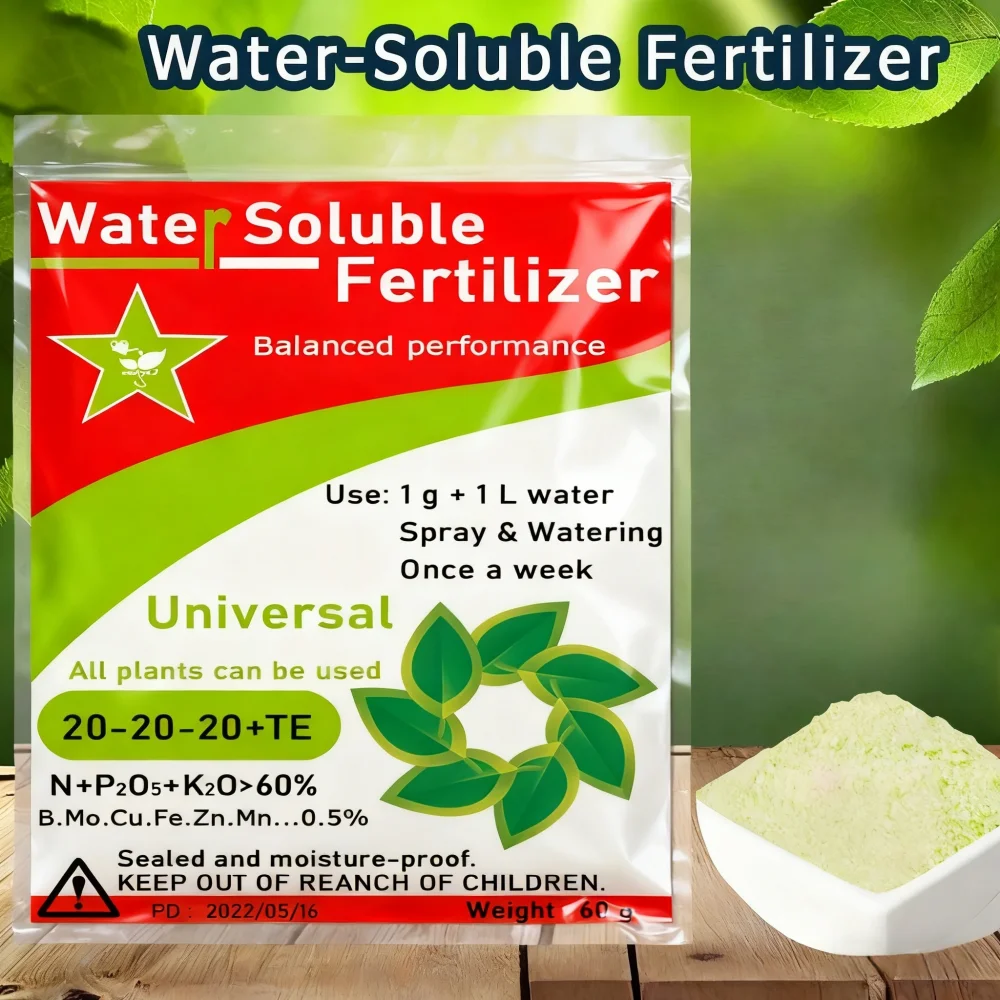 Universal NPK Water Soluble Plant Food Growing Flower for Home Garden, Professional Flower Fertilizer, 60 g