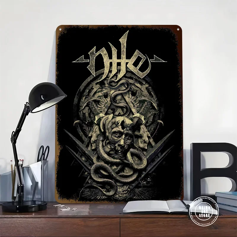 Dark Occult Symbolism With Snake Nile Metal Poster Custom Wall Art Retro Vintage Tinplate Signs for Bathroom Decor Room House