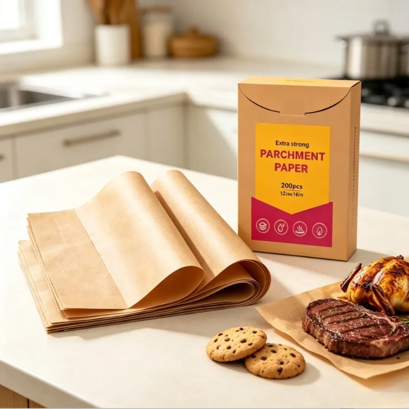 Parchment Paper Sheets,Non-Stick Precut Baking Parchment for Baking, Grilling, Air Fryer,Steaming, (Unbleached)，200pcs Pack