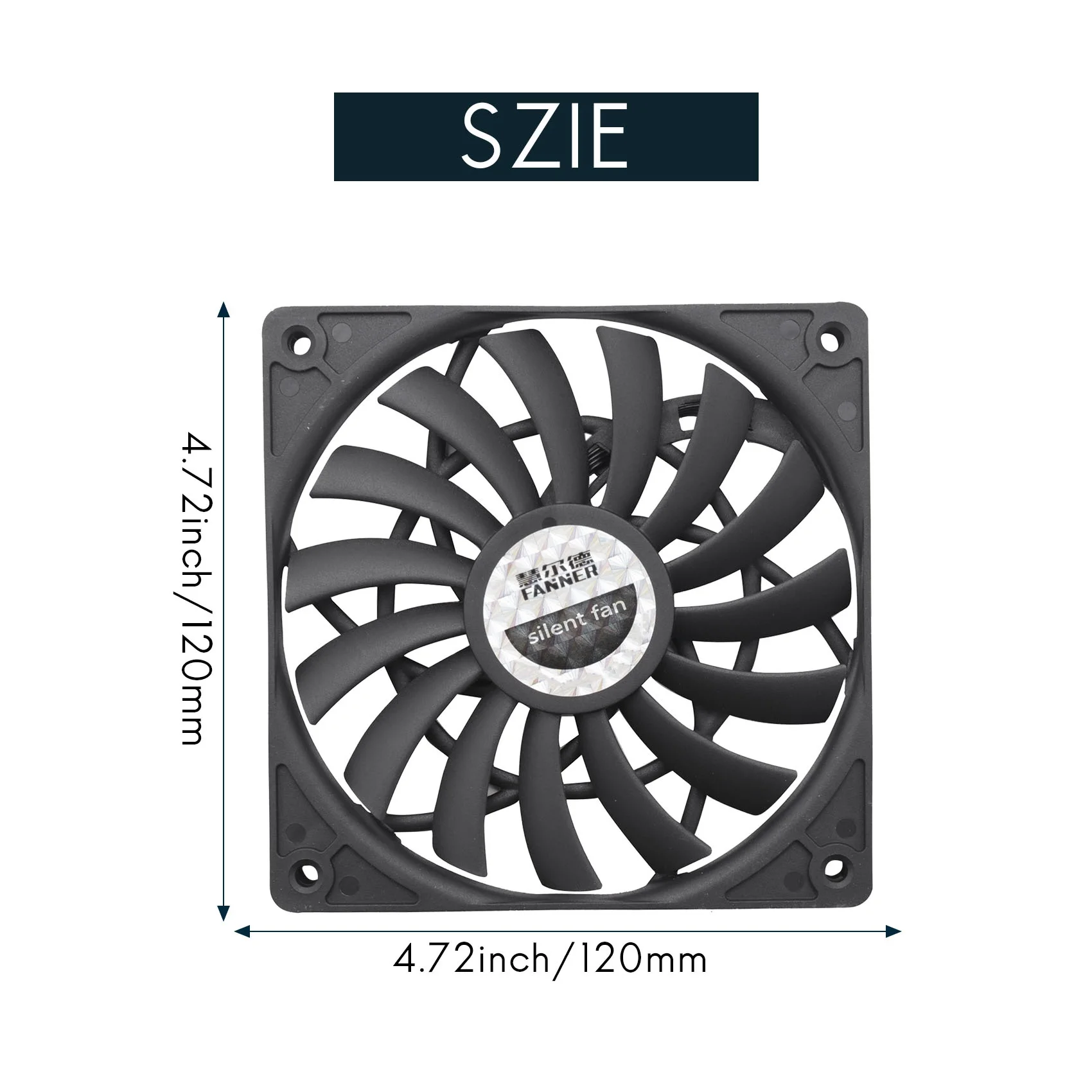 Fina Computador Desktop Host Quiet Fan com velocidade, 12cm Chassis Ventilador, 12mm de espessura, 120x120x12mm, 12V