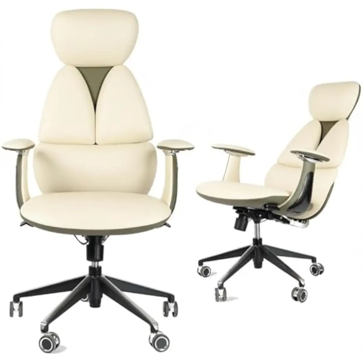 Premium High-Back Leather Office Chair with S-Shaped Ergonomic Support • 400 LBS Capacity • Adjustable Recline at 90° 110° 120°