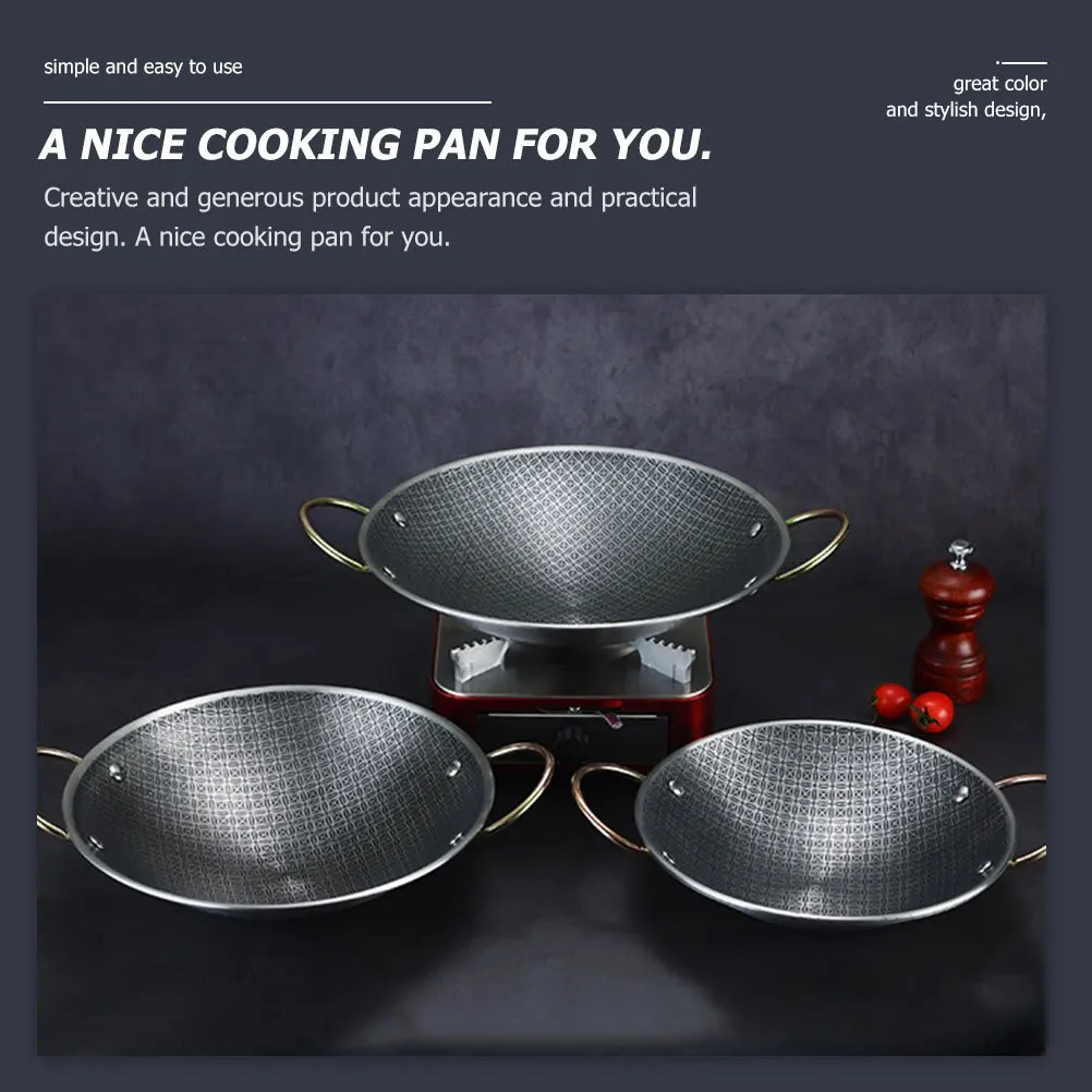 الفولاذ المقاوم للصدأ وعاء جاف مقبض مزدوج مقلاة الطبخ للمطبخ المنزل مطعم استخدام تجهيزات المطابخ متعددة الوظائف إناء/ قدر