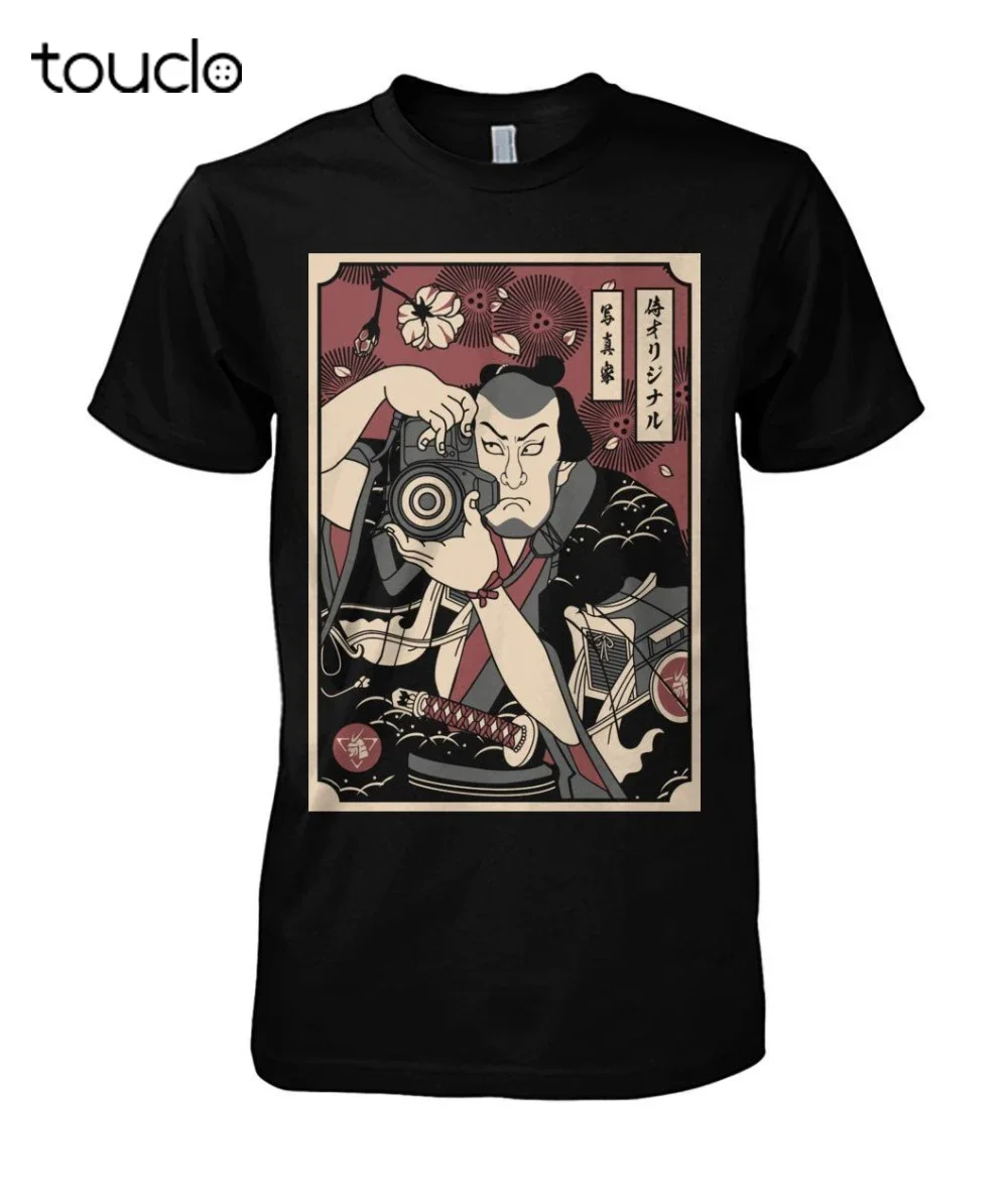 Photographer Samurai Funny Black T-Shirt  Men Summer New Brand Men O Neck Short Sleeve Cotton Mens T Shirt Design Website