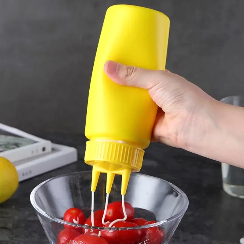 1/3x Squeeze Bottles 3 Hole Sauce Condiment Jar Salad BBQ Baking Tools Christmas Party Home Kitchen Supplies with Triple Nozzle
