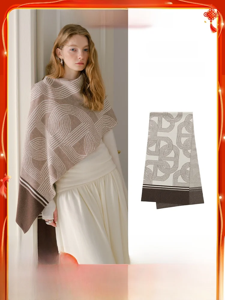 

Длинный шерстяной шарф с цветочным узором, большая шаль Xinuosichou, теплый геометрический узор, унисекс, зима-весна-осень, модные аксессуары