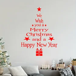 Christmas Tree Window Clings Stickers for Glass Best Wish Xmas Decals Home Decoration Holiday Decoration 2025 for New Year Party