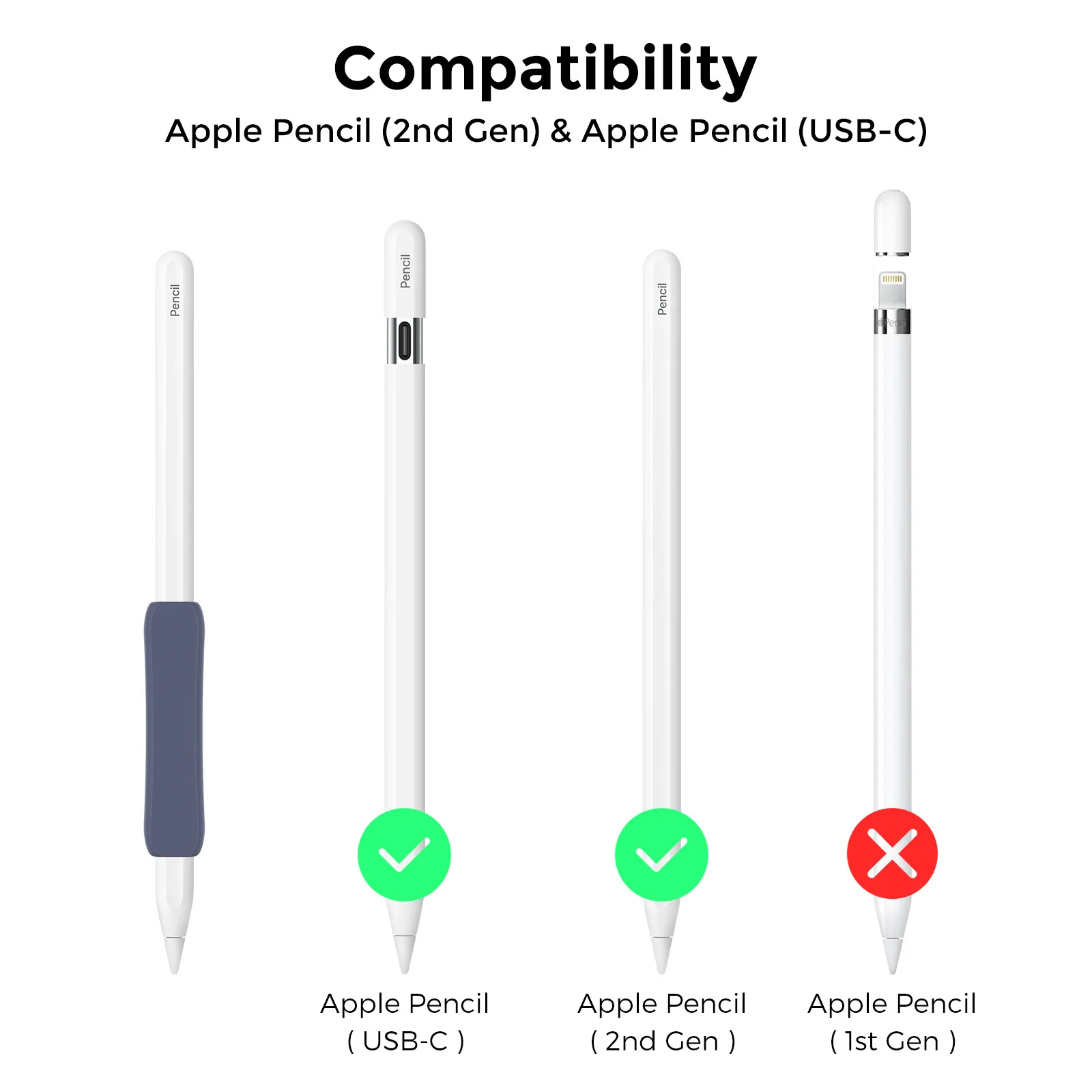 For Apple Pencil USB-C - Anti-slip Silicone Grip Sleeve