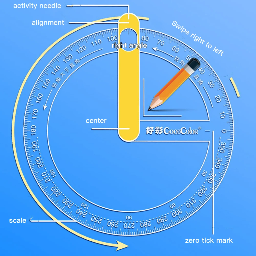 360-degree Pointer Protractor Ruler Measuring Tool Multifunctional Activity Angle Finder Teaching Aids Office School Supplies