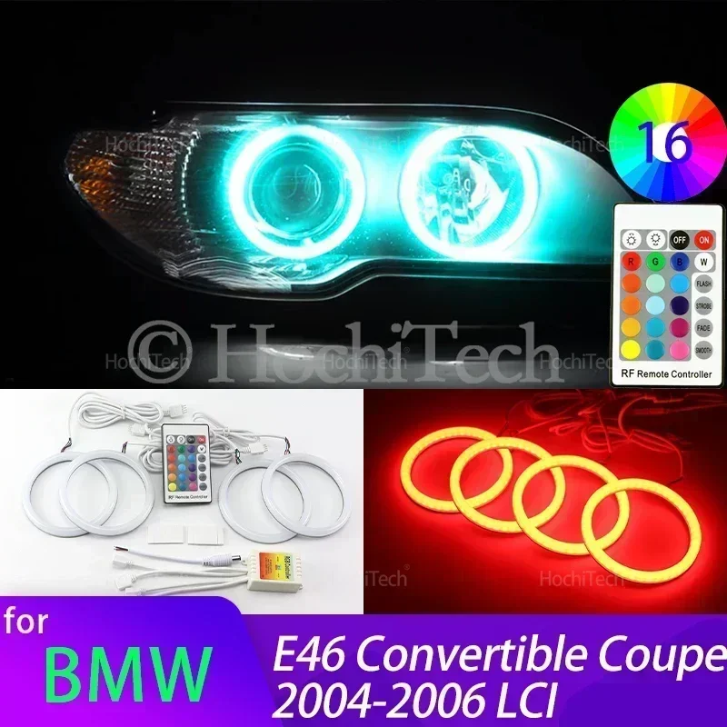 For BMW E46 Convertible Coupe 2004 2005 2006 LCI Accessories High Quality 16-Color RGB Cotton LED Angel Eye Rings Daytime Light