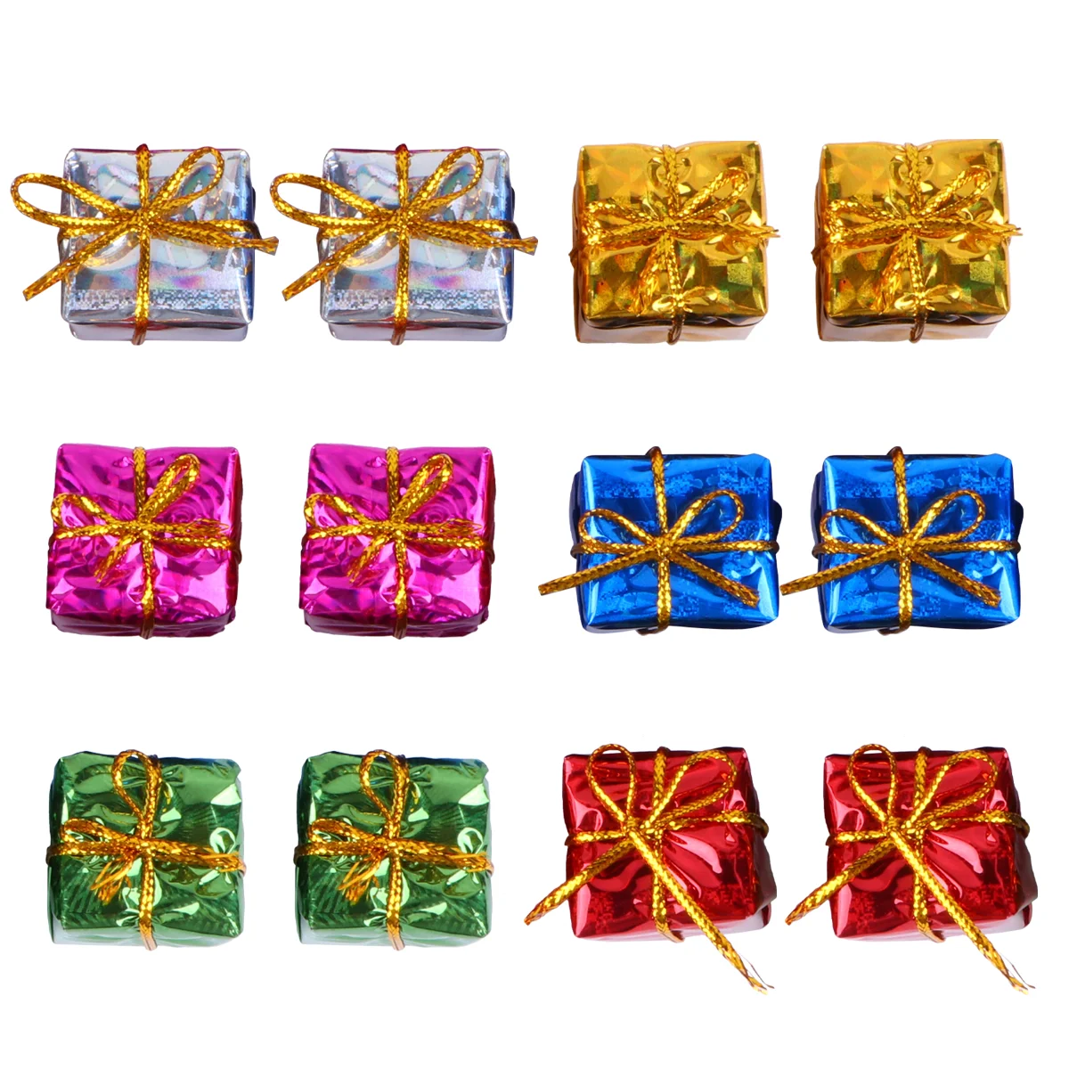 Miniature Foil Ornaments Wedding Decorations for Ceremony Christmas Gift Boxes Decorate Tree Festoon Lights Outdoor