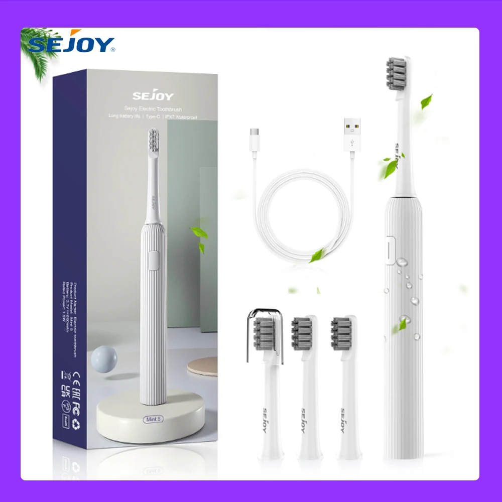 

SEJOY Sonic Electric Toothbrush Oral Cleaning Personal Care Appliances IPX7 5 Modes Smart Rechargeable Automatic Toothbrush