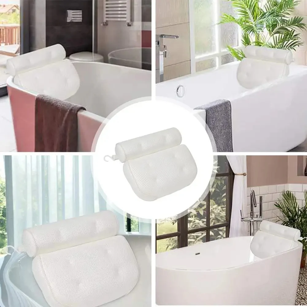 

ABHG-Shower Pillows For Tub Mesh Shower Accessories Bath Tub Accessories For Women Tub Pillow Pillow For Bath Ergonomically