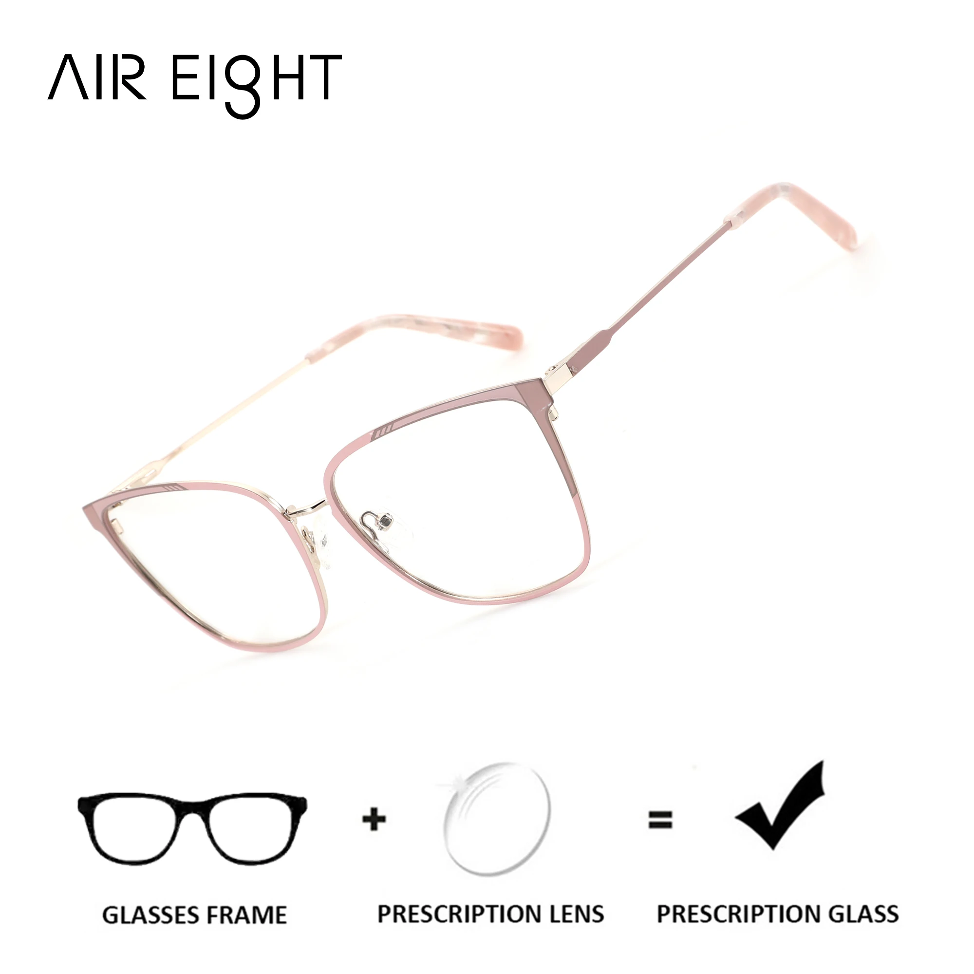 

AIREIGHT (L Size) Metal Butterfly Prescription Glasses For Women Progressive Optical Lenses Myopia Degree Eyeglasses