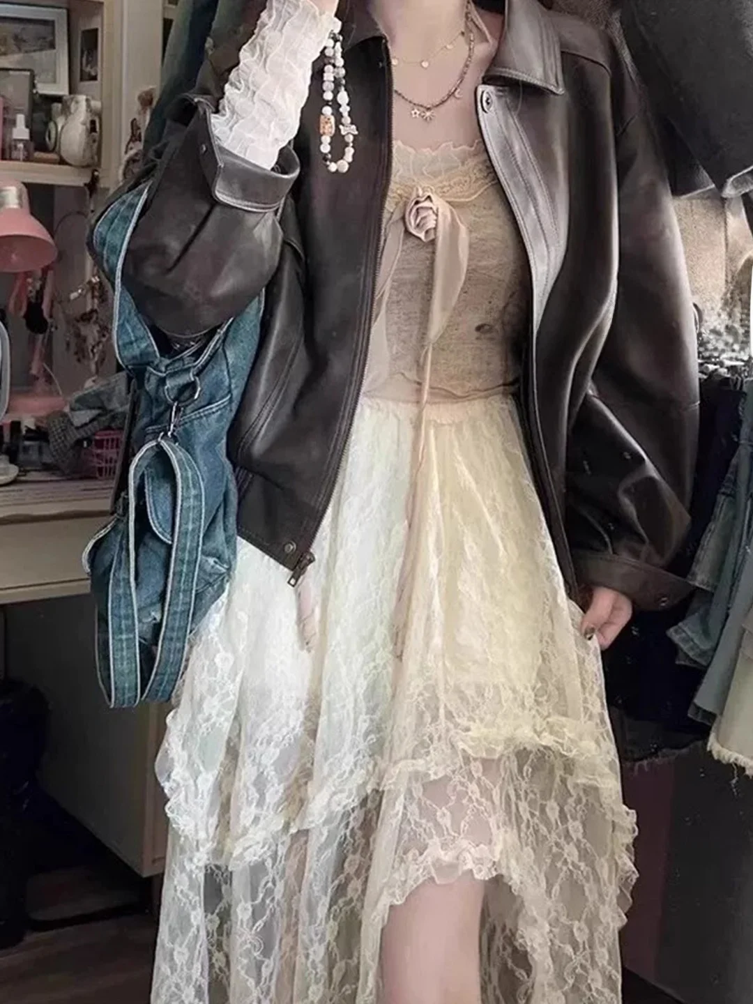 Lace Layering  Skirt Women's Summer Thin Irregular Half Skirt Mesh Apron Long Skirt High Waist Korean Style Commute