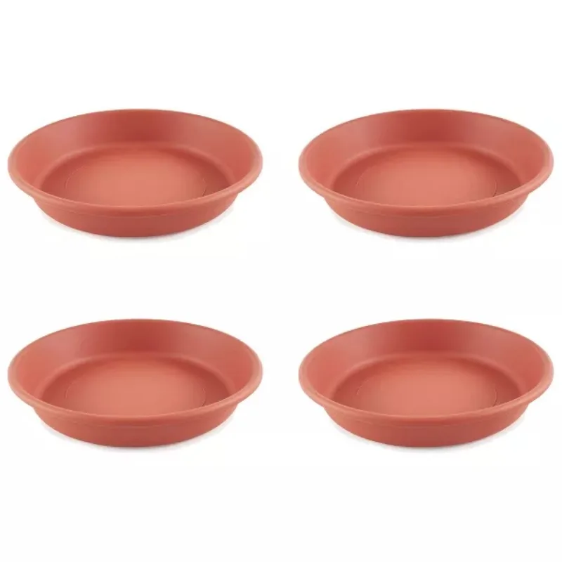 

US Classic Plastic 17.63 Inch Round Plant Flower Pot Planter Deep Saucer Drip Tray for 20 Inch Flower Pots, Terracotta (4 Pack)