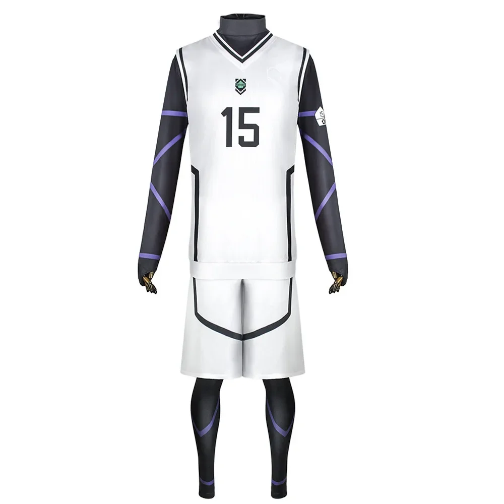 Blue Lock Series Anime BLUELOCK Cosplay Costume Yoichi Isagi White Cosplay Costume Football Training Uniform Team Suit Sportwear