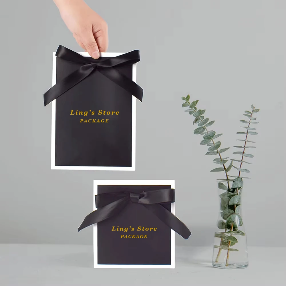 50Pcs 사용자 정의 로고 보석 선물 가방 부티크 포장 종이 Bowknot 핸드백 화장품 향수 반지 귀걸이 팔찌 보관 주머니
