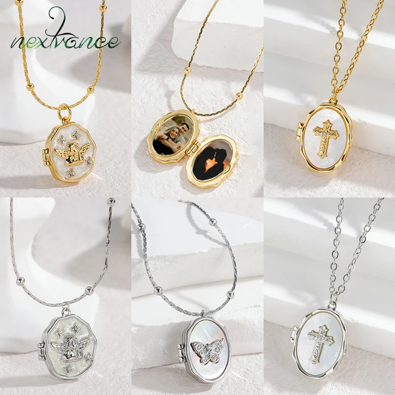 

Nextvance Personalized Custom Colorful Photo Necklace For Women Metal Album Box Locket Angel Crose Butterfly Jewelry Gifts