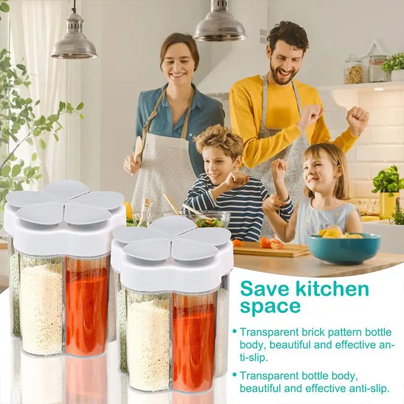 Creative 5 In 1 Seasoning Jar Household Moisture-proof Spice Rack Outdoor Camping Seasoning Bottle Kitchen Gadget