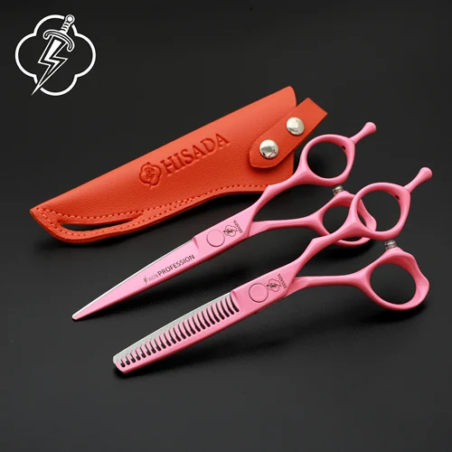 Tijeras de peluquería HISADA, tijeras rosas de 6 pulgadas, tijeras para adelgazar el cabello, Material VG10, herramienta de tijeras afiladas y resistentes al desgaste