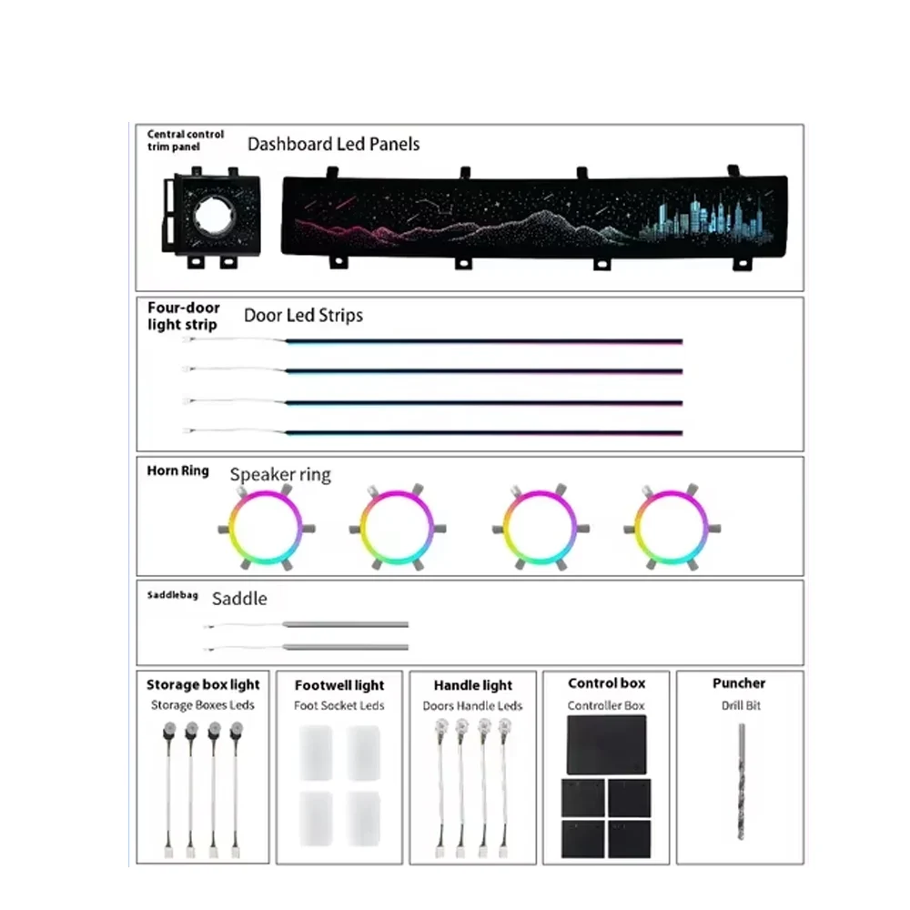 

STLFFor Land Rover Evoque Automotive Interior LED Ambient Light Kit Urban Style Rainbow 24 Leds Lighting Upgrades