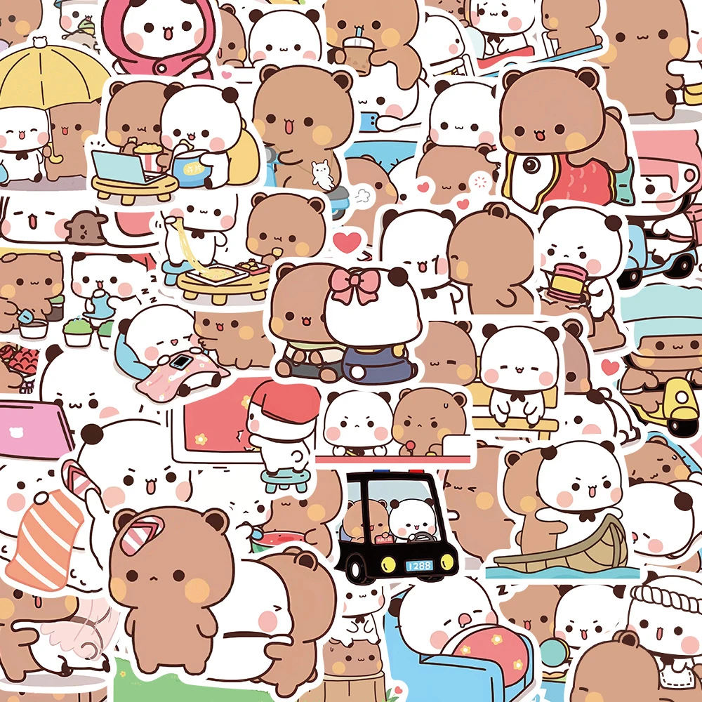 10/30/50pcs Cartoon Bubu and Dudu Stickers Kawaii Bear Anime Couple Decals Waterproof for Laptop Skateboard Cute Kid Sticker Toy
