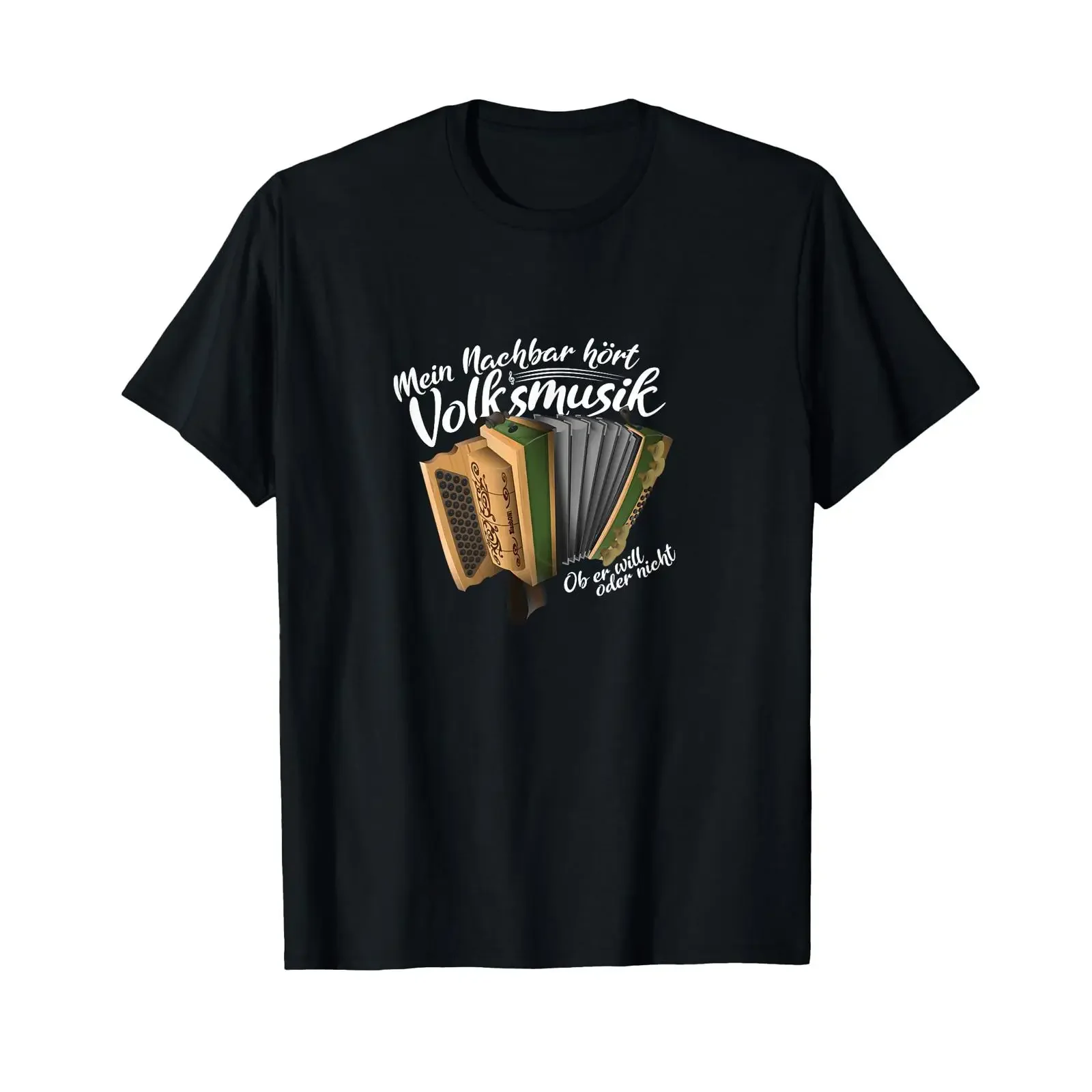My neighbor listens to folk music Styrian accordion T shirt vintage Washed designer clothes homme Comfortable Breathable