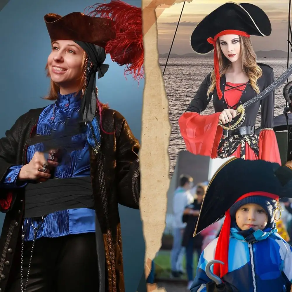 2Pcs/set Captain Jack Sparrow Halloween Festival Costume Hip-hop Party Cosplay Props Versatile Masquerade Decoration