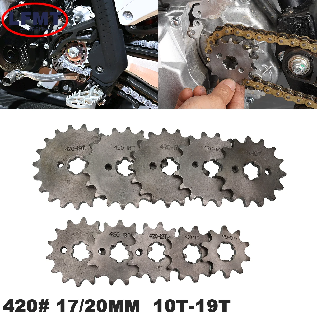 

420# 17MM Front Engine Sprocket 10 11 12 13 14 15 16 17 18 19T Tooth For Dirt Pit Bike ATV Quad Go Kart Buggy Scooter Motorcycle