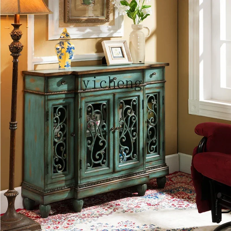 GZ-20 Entrance Cabinet Partition Room Cabinets Vintage Distressed Sideboard Wine Cabinet Curio Cabinet