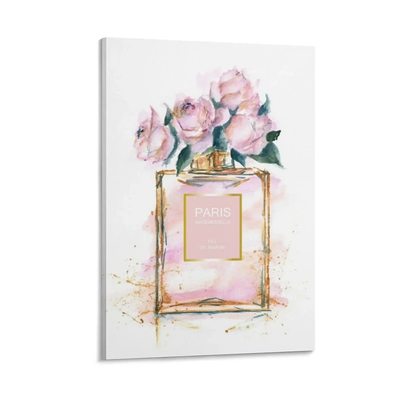 

Paris perfume watercolor peonies illustration Canvas Painting anime room decor Decoration for home art mural