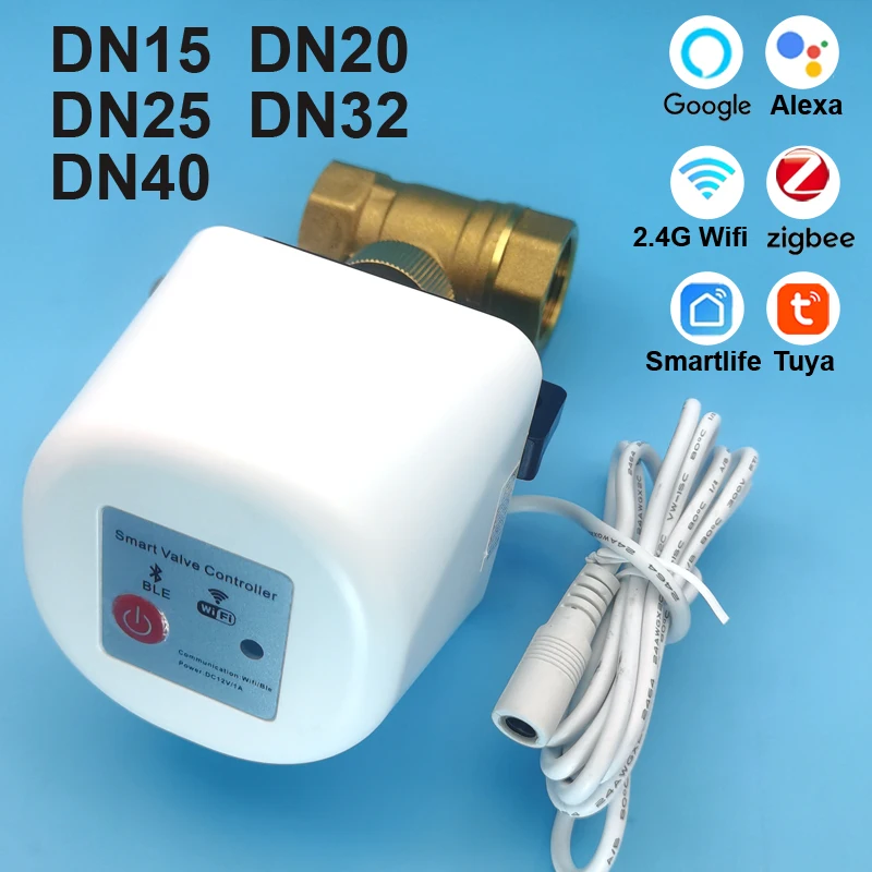 1/2"3/4"1" DN32 DN40 Tuya Zigbee Wifi Water Valve Automatic Water Shut Off Timer Irrigation Controller Support Alexa Google Home