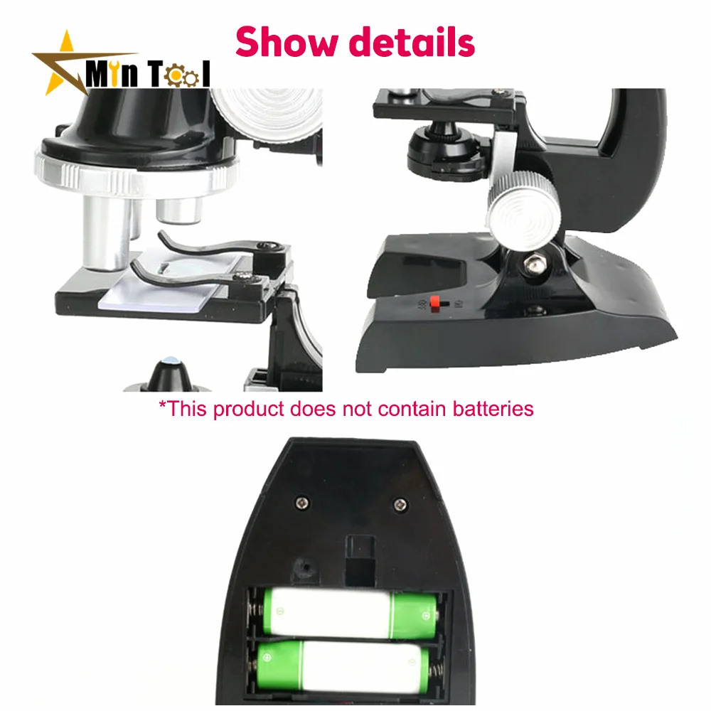 Zoom Biological Microscope Lab Led 100x 400x 1200x School Science Experiment Education Scientific Toys For Children Teaching