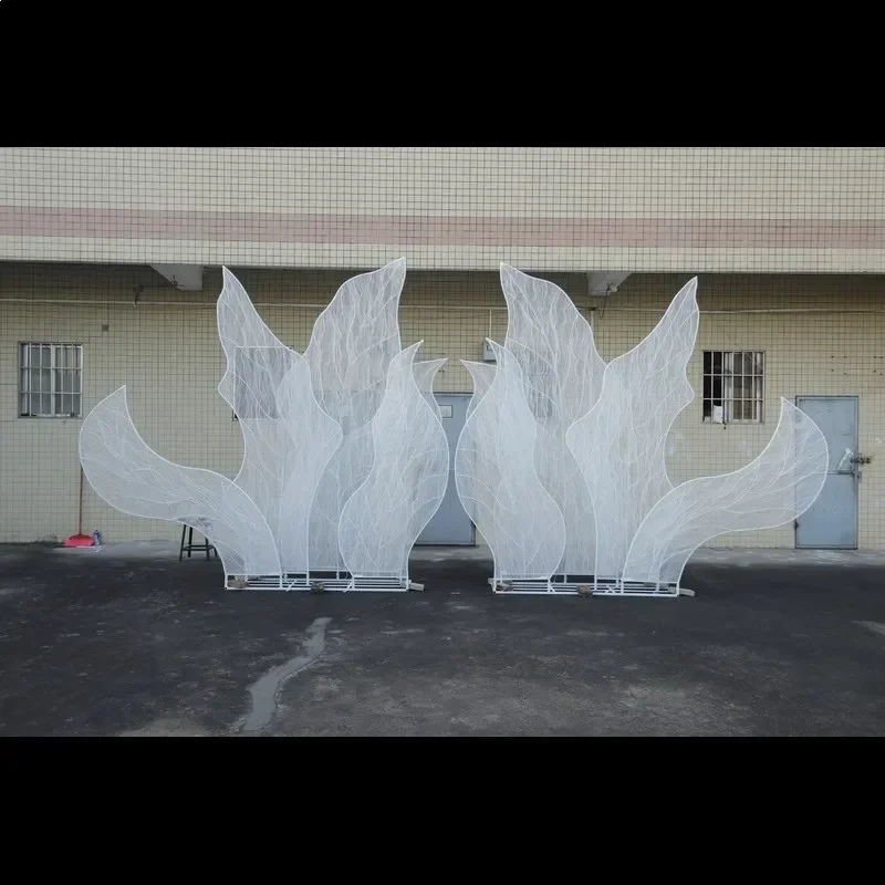 Butterfly Dance Themed Wedding Prop, White Wrought Iron Butterfly Wing Decor Panel, 3D Ornament for Wedding Stage & Wall Decor