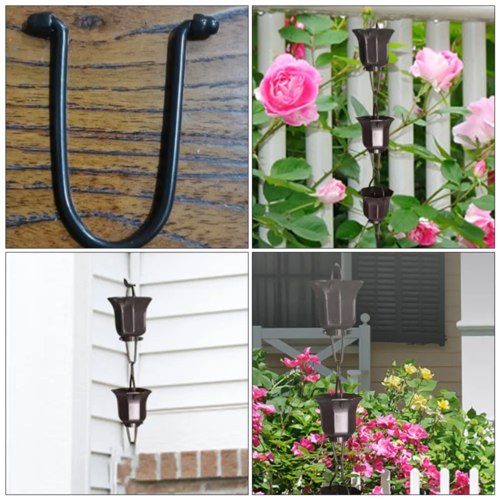 

2pcs Rain Chain Gutter Adapter Durable Metal Hooks for Outdoor Garden Drainage Easy Installation Lightweight Storage