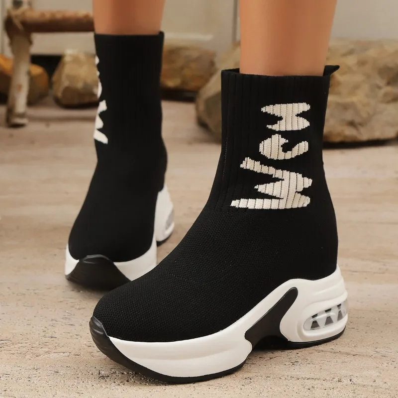 

Women's Knitted Boots Thick-soled Slip-on Breathable Women Boots Are Fashionable Casual and Smooth Botas De Invierno Para Mujer