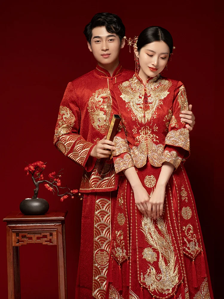 

Slim Fit Chinese Style Wedding Dress New 2025 XiuHai Wedding Gown Shorter Women Marriage Clothes Long Qipao for Bride