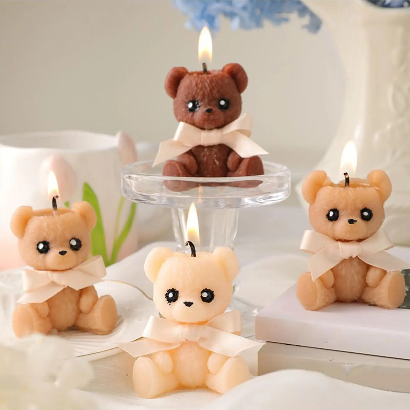 Bear Shaped Candle Scented Aesthetic Cute Decorative Soy Wax Candle for Memorial Desk Decor Living Room Party Favors Gift image 2
