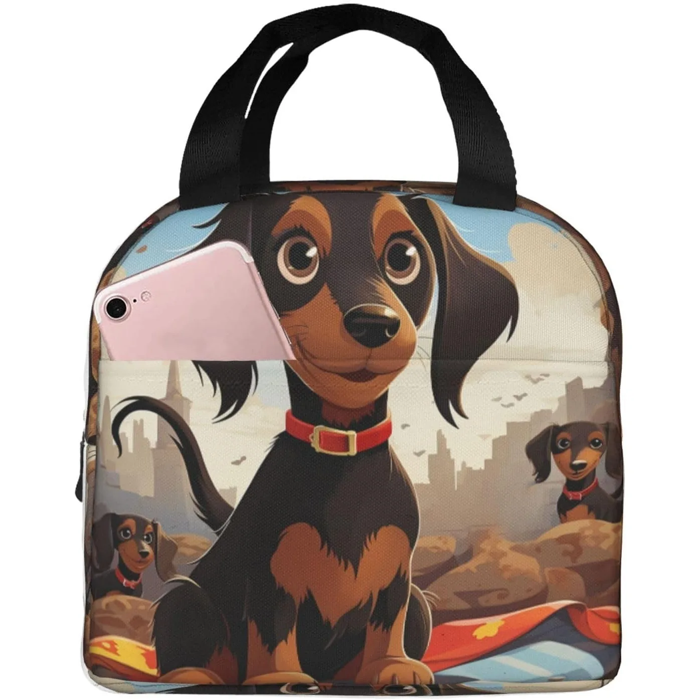 Insulated Reusable Lunch Bag I Love My Dog Dachshunds Lunch Box For Women Men Portable Leakproof Lunch Tote Bag