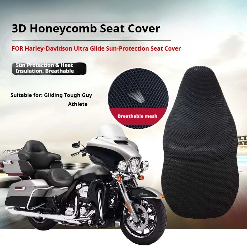For Harley-Davidson Electra Glide Iron 883 Honeycomb Mesh Sunscreen Heat Insulation Seat Cover Funda De Asiento Moto